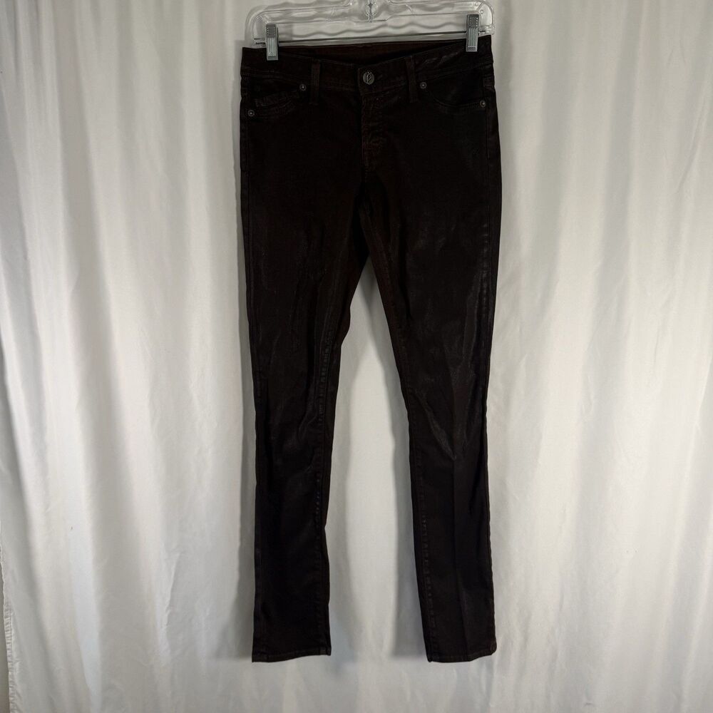 Genetic Denim Jeans 28 Leather Brown Flat Front Faux Front Pockets Dry Clean